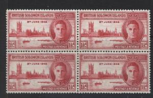 Solomon Is. - Scott 80 - KGVI Peace Issue -1946 -MLH - Block of 4x 1.1.2p Stamps