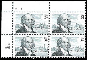 PCBstamps   US #3545 PB $1.36(4x34c)James Madison, B111, MNH, (PB-1a)