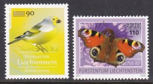 Liechtenstein, Fauna, Insects, Birds, Butterflies, surch. MNH / 2022