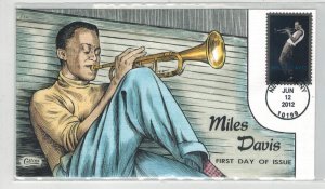 2012 COLLINS HANDPAINTED MILES DAVIS JAZZ TRUMPETER FIRST DAY OF ISSUE