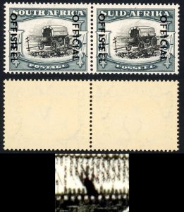 South Africa Official 1950-4 SG.O49 5s black and blue-green WINDOW in TENT UM