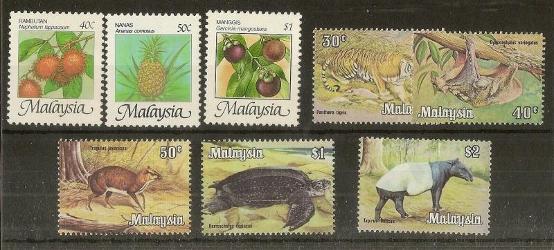Malaysia 1979 Wildlife & 1986 Fruit MNH (8v)