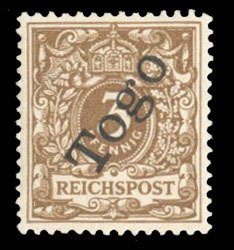 German Colonies, Togo #1 (Mi. 1f) Cat€180, 1897 3pf light orange brown (sha...