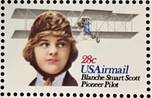 C99  Blanche Stuart Scott, Pilot  MNH  28c  One Plate Block of 12 FV $3.36