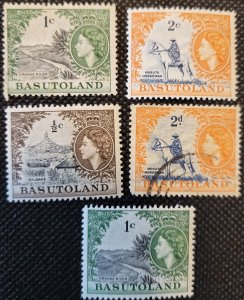 Basutoland, 1954, QE II + local scenes,#46-48, SCV$2.55
