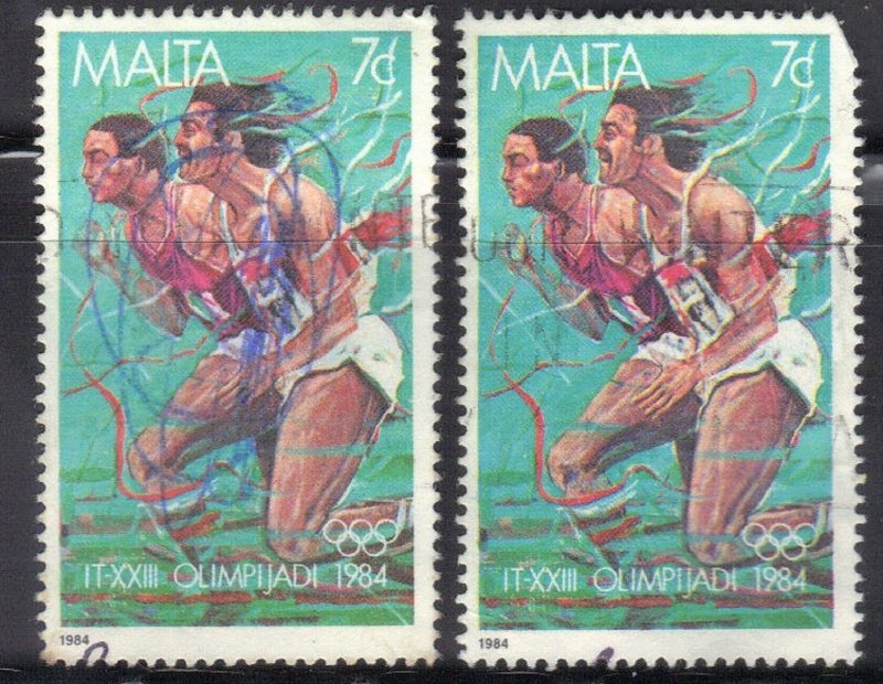 MALTA SCOTT# 647  USED  7c  1984  RUNNERS   SEE SCAN