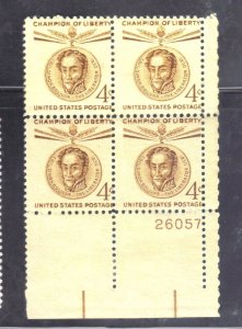 USA SCOTT # 1110 PLATE BLOCK of 4, 4c 1958 BLK #26057