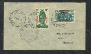 CAMEROUN  1943  10C+90C ELEPHANT  CENSOR COVER  EBOLOWA TO MBALMAYO  P0229H