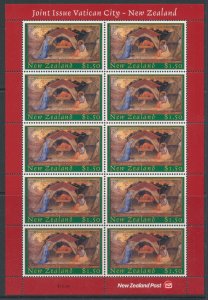 2002 New Zealand - Christmas - Joint Issue with Vatican #1290 - 10 Value Minifoi