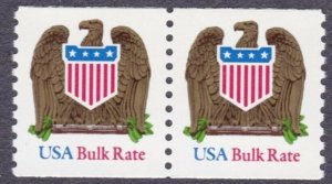 2604 10¢ Eagle & Shield Bulk Rate Coil Pair Mint Never Hinged  VF