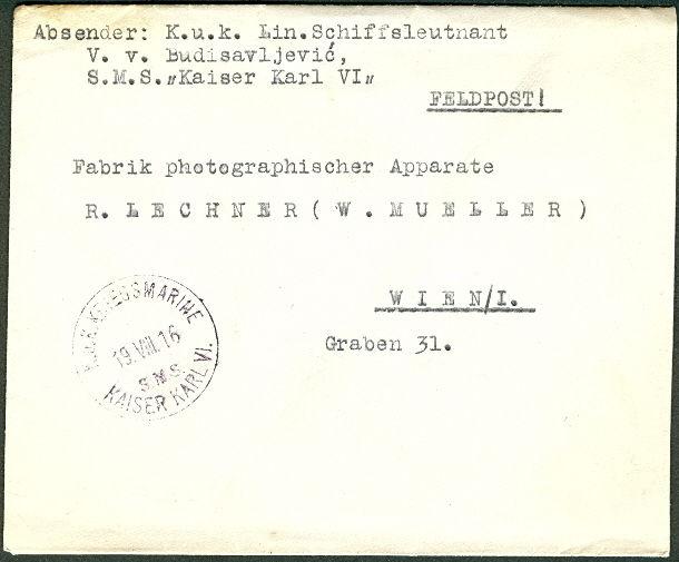 AUSTRIA/HUNGARY 1916, Naval cover, KAISER KARL VI