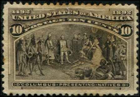 USA SC# 236 Columbian 10c mint no gum, toned back SEE SCANS