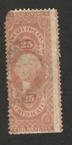 USA - USED STAMP, 25c  - Internal Revenue - GEORGE WASHINGTON -DAMAGED