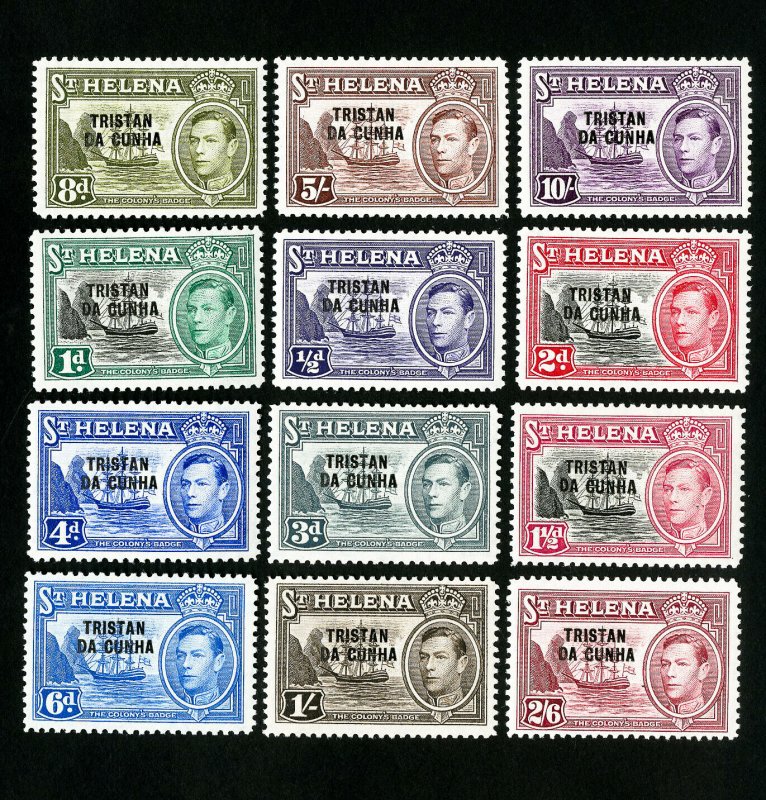 Tristan da Cunha Stamps # 1-12 VF Full set OG LH Scott Value $85.00