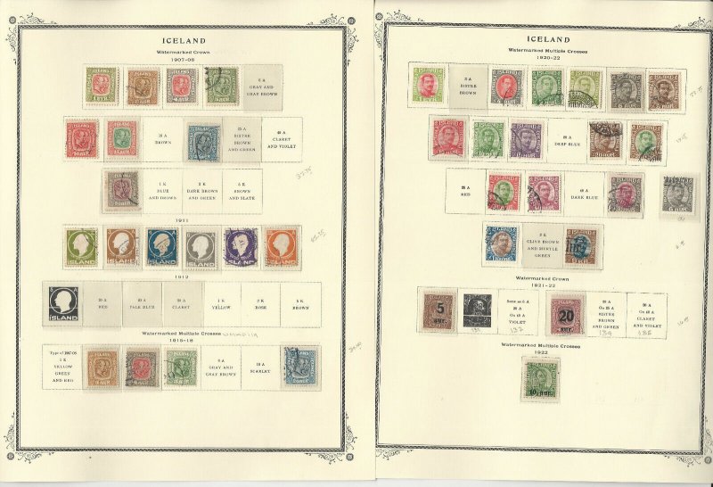 Iceland 1873-1922 Stamp Collection on 4 Scott Specialty Pages, JFZ