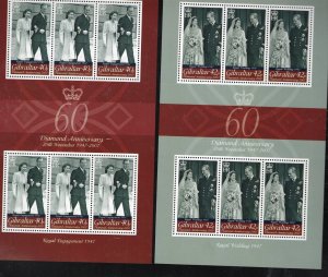 GIBRALTAR #1067-1070 2007 WEDDING OF QEII, 60TH ANNIV.MINT VF NH O.G S/S3