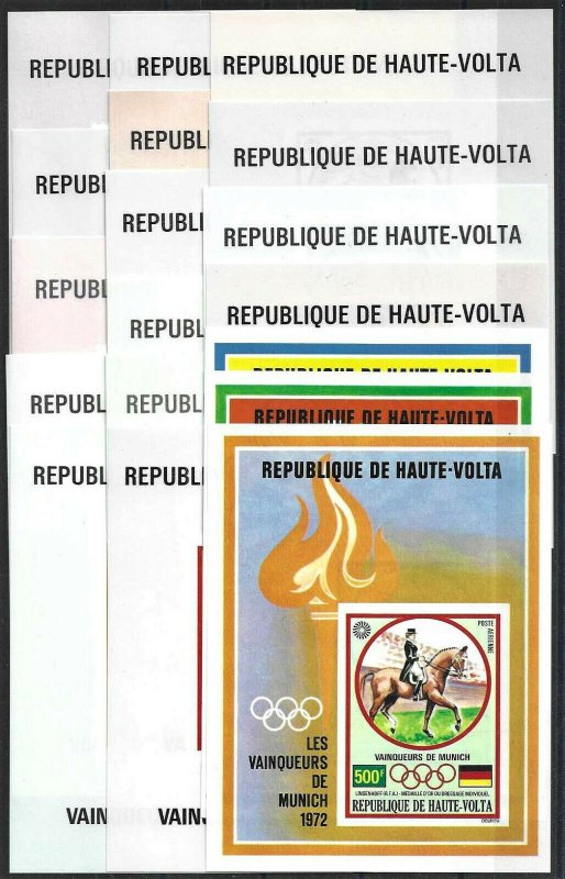 1972 Upper Volta Olympics Munich complete set of 18 imperforated Sheets! RARE!