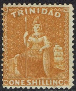 TRINIDAD 1863 BRITANNIA 1/- WMK CROWN CC PERF 14