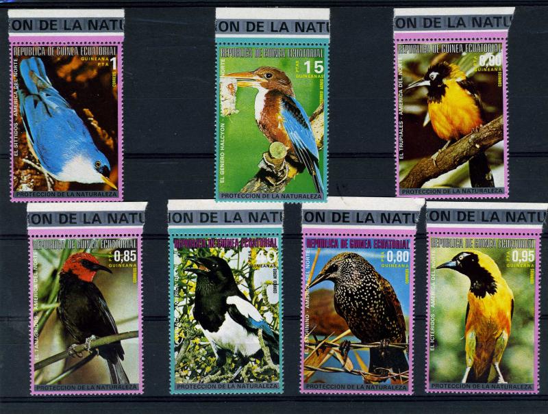 Equatorial Guinea 1978 EXOTIC BIRDS set of (7v) Perforated Mint (NH)