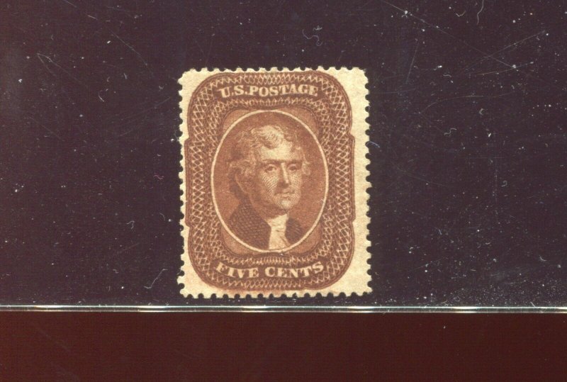 Scott 30 Jefferson Orange Brown Type II Used  Stamp  (Stock 30-A1)