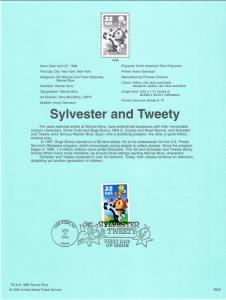 US SP1264 Sylvester and Tweety 3204a Souvenir Page FDC