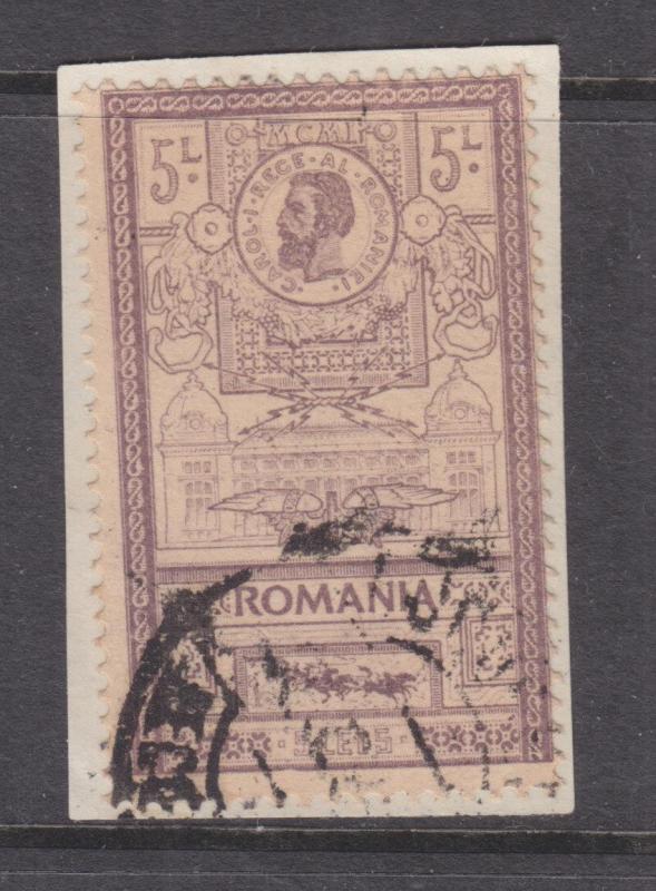 ROMANIA, 1903 New Post Office 5L. Lilac, used on small piece.