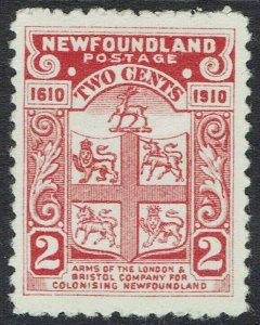NEWFOUNDLAND 1910 GUY ISSUE 2C MAP PERF 12 WITH CERTIFICATE