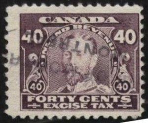 Canada FX9 (used) 40c George V, excise tax, purple (1915)