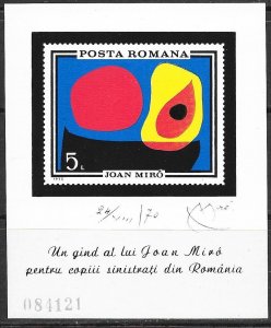 ROMANIA Sc 2217 NH SOUVENIR SHEET OF 1970 - MODERN ART