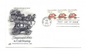 1898A 4c Stagecoach 1890s ArtCraft strip of 3 only, FDC