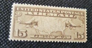 USA, Airmail, C-8, 1926-27, 15c 0live brown, MH, SCV$2.50