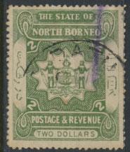 North Borneo  SG 84 SC# 71 Used  Dull Green  please see scans & details