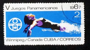 CUBA Sc# 1239  PAN AMERICAN GAMES Winniipeg pan am  2c SWIMMING 1967  used cto