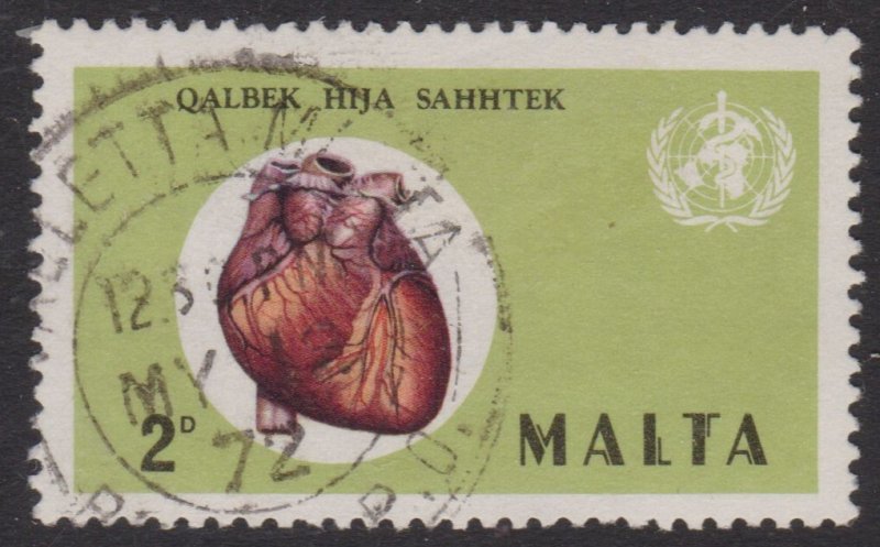 Malta 1972 World Health Day Heart 2d Fine Used SG 464 VGC