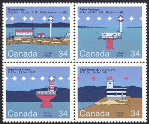 Canada Sc# 1066a MNH block/4 1985 34c Canadian Lighthouses