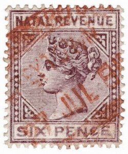 (I.B) Natal Revenue : Duty Stamp 6d (1895)