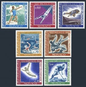 Monaco 676-681, C74,hinged. Mi 882-888. Olympics Mexico-1968. Shot Put, Gymnast,