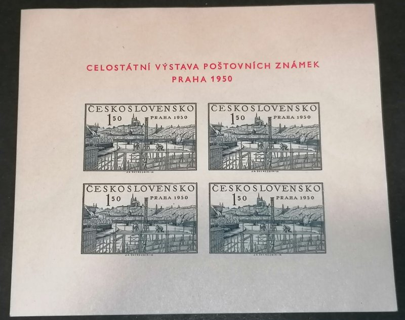 Czechoslovakia 1950 National Stamp Exhibition Prague MNH minisheet