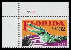 US 2950 Statehood Florida 32c plate single UL P22222 MNH 1995