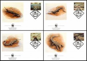 Bangladesh 1990 ☀ W.W.F. - Fauna Reptiles Gharial Crocodile ☀ 4x FDC
