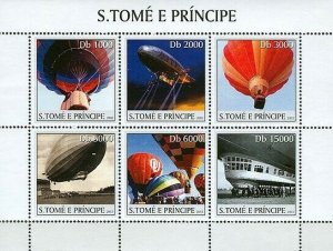 S. TOME & PRINCIPE 2003 - Balloons - Zeppelin 6v. Scott Code: 1528