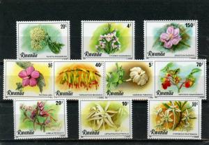 RWANDA 1981 FLORA FLOWERS SET OF 10 STAMPS MNH