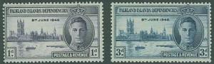 Falkland Islands SC# 1L9-10 Peace Issues, 1d, 3d, MH