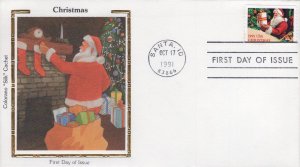 Set of 4 Colorano Silk Cachet FDCs for the 1991 Santa Claus Christmas Issue
