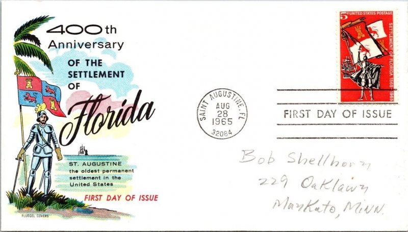 FDC 1965 SC #1271 Fluegel Cachet - St Augustine, Fl - Single - F61654