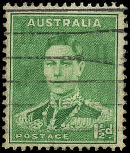 AUSTRALIA Sc 181B USED - 1941 1½p King George VI - Pf 15x14 -  Sound, No Faults