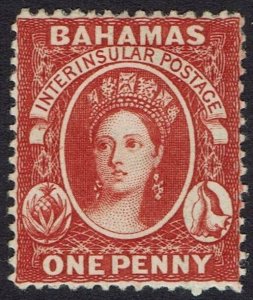 BAHAMAS 1863 QV CONCH SHELL 1D WMK CROWN CC PERF 14