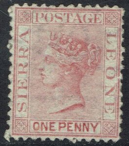 SIERRA LEONE 1872 QV 1D WMK CROWN CC SIDEWAYS PERF 12.5