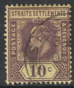 Malaya Straits Setts Scott 116 - SG159, 1906 Edward VII 10c used