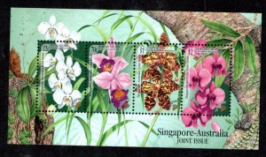 SINGAPORE 861A MNH VF S/S Orchids - Singapore-Australia joint issue Complete set